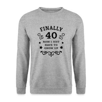 Endlich 40. Geburtstag nur noch erwachsen werden - Unisex Pullover - Weißgrau meliert - Vorne - Alina (178cm) & Michal (187cm)