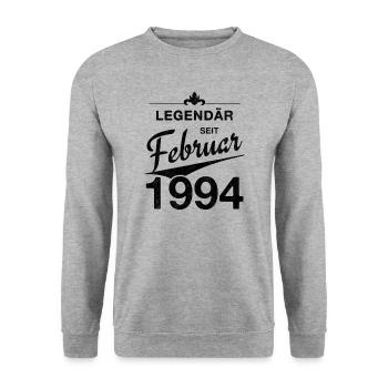 30. Geburtstag Legendär Februar 1994 Jahrgang 94 - Unisex Pullover - Weißgrau meliert - Vorne - Alina (178cm) & Michal (187cm)