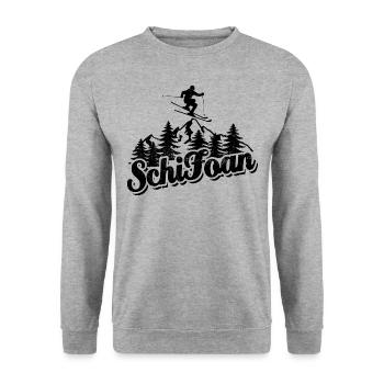 Ski, Schi Foan, Wintersport, Skiurlaub - Unisex Pullover - Weißgrau meliert - Vorne - Alina (178cm) & Michal (187cm)