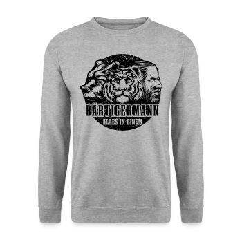 Bärtiger Mann, Bär Tiger Mann, Vater, Papa - Unisex Pullover - Weißgrau meliert - Vorne - Alina (178cm) & Michal (187cm)