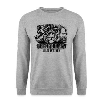Bärtiger Mann, Bär Tiger Mann, Vater, Papa - Unisex Pullover - Weißgrau meliert - Vorne - Alina (178cm) & Michal (187cm)