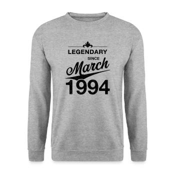 30th Birthday Legendary March 1994 Volume 94 - Unisex Sweatshirt - salt & pepper - Front - Alina (178cm) & Michal (187cm)