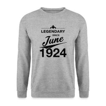 100e anniversaire Légendaire depuis juin 1924 - Sweat-shirt Unisexe - gris chiné - Devant - Alina (178cm) & Michal (187cm)