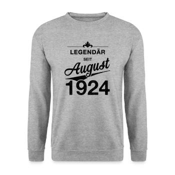 100e anniversaire Légendaire depuis août 1924 - Sweat-shirt Unisexe - gris chiné - Devant - Alina (178cm) & Michal (187cm)