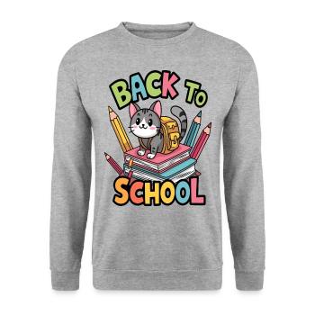 Adorable Cat Ready for Back to School - Unisex Sweatshirt - salt & pepper - Front - Alina (178cm) & Michal (187cm)