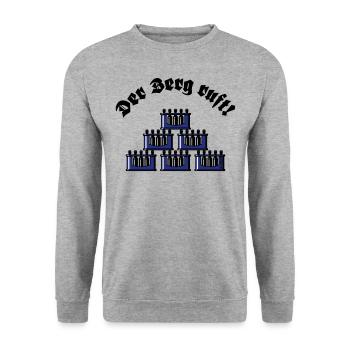 Der Berg Ruft! (Bier Bierkästen Bierkisten / Blau) - Unisex Pullover - Weißgrau meliert - Vorne - Alina (178cm) & Michal (187cm)