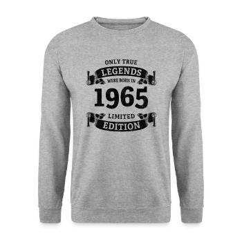 Real legends were born in 1965 60th birthday - Unisex Sweatshirt - salt & pepper - Front - Alina (178cm) & Michal (187cm)