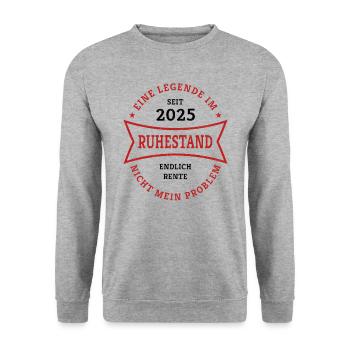 Retirement 2025 Finally Pension Gift for Pensioners - Unisex Sweatshirt - salt & pepper - Front - Alina (178cm) & Michal (187cm)