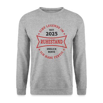 Retirement 2025 Finally Pension Gift for Pensioners - Unisex Sweatshirt - salt & pepper - Front - Alina (178cm) & Michal (187cm)