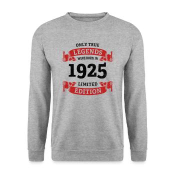 Real legends were born in 1925 100th birthday - Unisex Sweatshirt - salt & pepper - Front - Alina (178cm) & Michal (187cm)