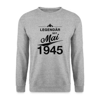 80th Birthday Legendary since May 1945 Volume 45 - Unisex Sweatshirt - salt & pepper - Front - Alina (178cm) & Michal (187cm)