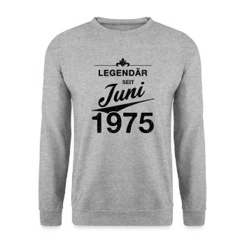 50th Birthday Legendary since June 1975 Volume 75 - Unisex Sweatshirt - salt & pepper - Front - Alina (178cm) & Michal (187cm)