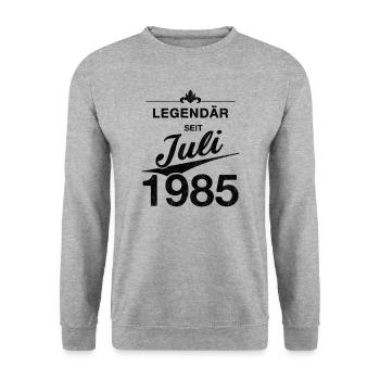 40. Geburtstag Legendär seit Juli 1985 Jahrgang 85 - Unisex Pullover - Weißgrau meliert - Vorne - Alina (178cm) & Michal (187cm)