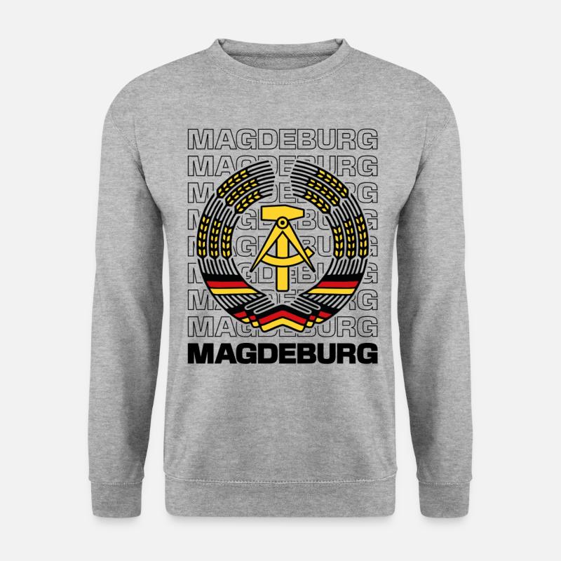 Magdeburg – Hammer, Zirkel, Ährenkranz - Unisex Pullover - Weißgrau meliert