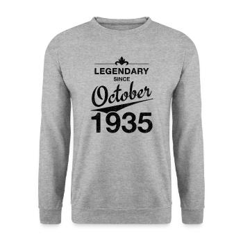 90th Birthday Legendary since October 1935 Vintage - Unisex Sweatshirt - salt & pepper - Front - Alina (178cm) & Michal (187cm)