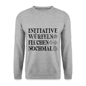 Rollenspiel D20 Würfel Spielleiter - Unisex Pullover - Weißgrau meliert - Vorne - Alina (178cm) & Michal (187cm)