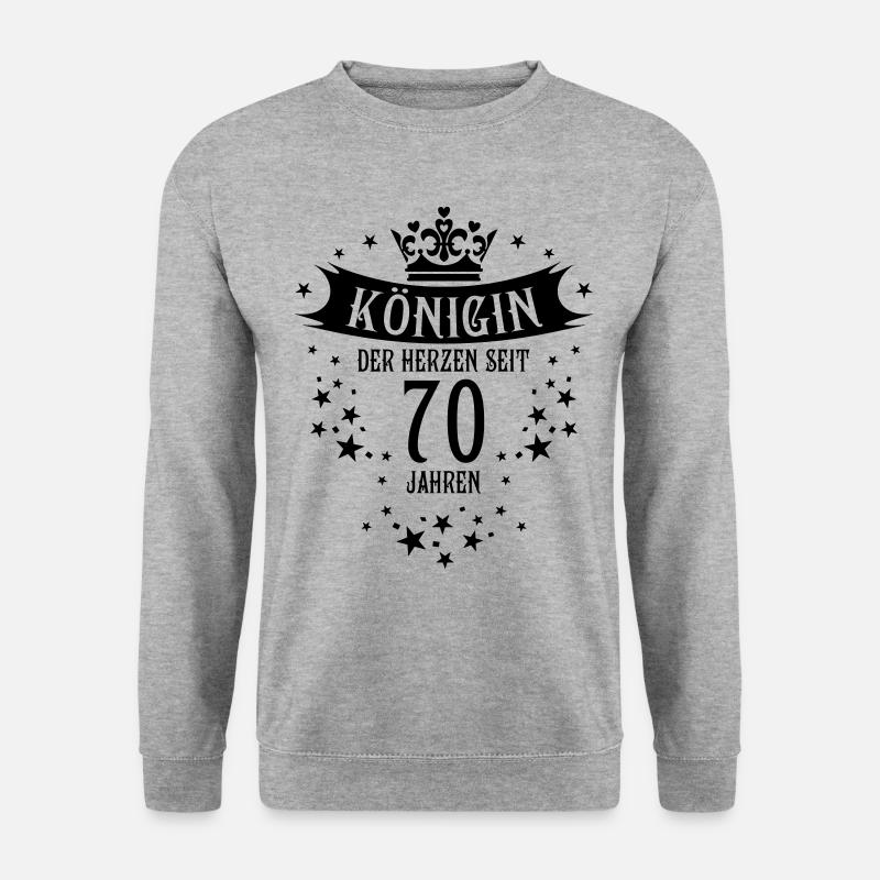 Königin der Herzen seit 70 Jahren Geburtstag - Unisex Pullover - Weißgrau meliert