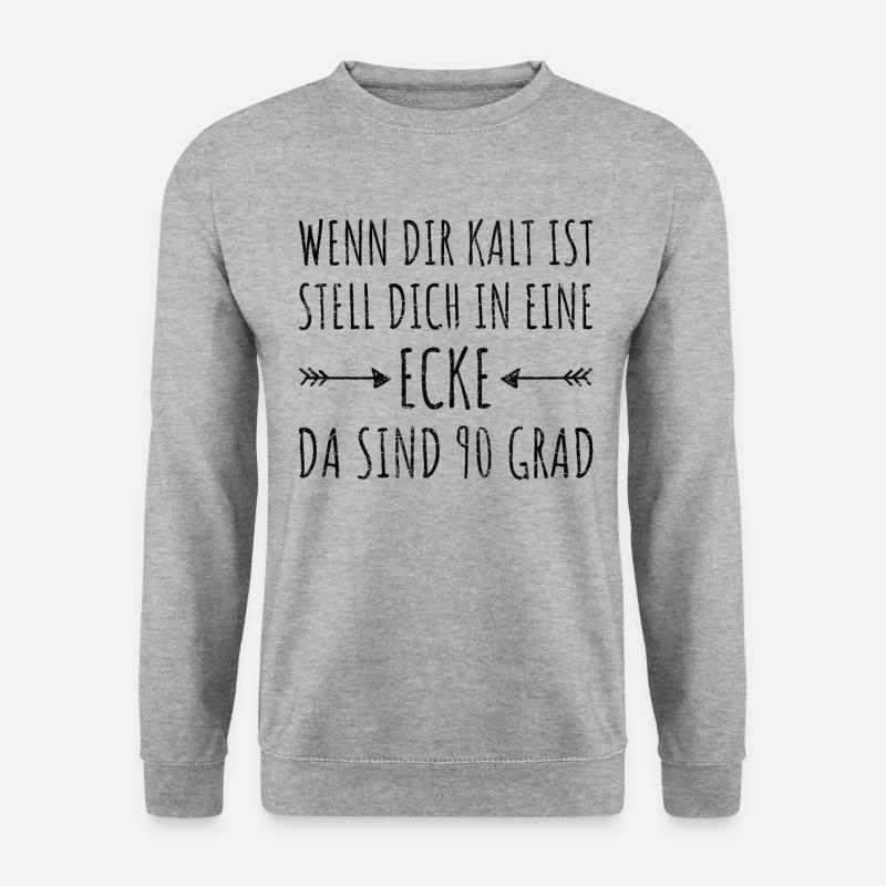 Kalt Warm Ecke | Lustiger Spruch Retro Vintage - Unisex Pullover - Weißgrau meliert