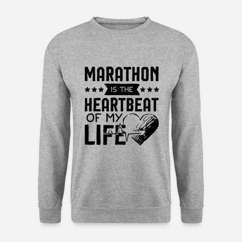 Marathon Herz Puls Liebe Run - Unisex Pullover - Weißgrau meliert
