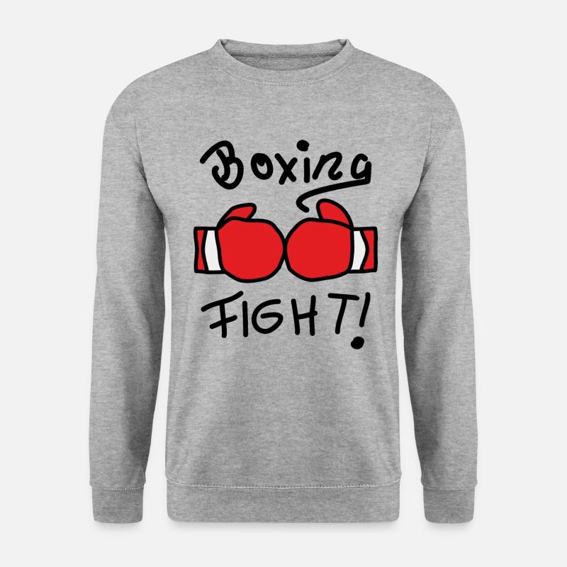 Kraft und Disziplin Boxhandschuhe - Unisex Pullover - Weißgrau meliert