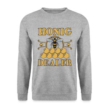 Honig Dealer Imker Biene - Unisex Pullover - Weißgrau meliert - Vorne - Alina (178cm) & Michal (187cm)