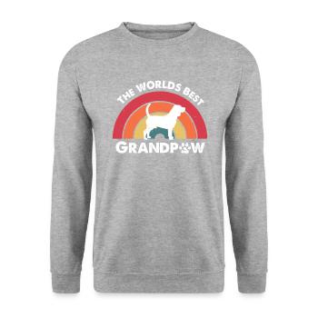 Retro Best Grandpaw Opa Beagle Hunde Geschenk - Unisex Pullover - Weißgrau meliert - Vorne - Alina (178cm) & Michal (187cm)
