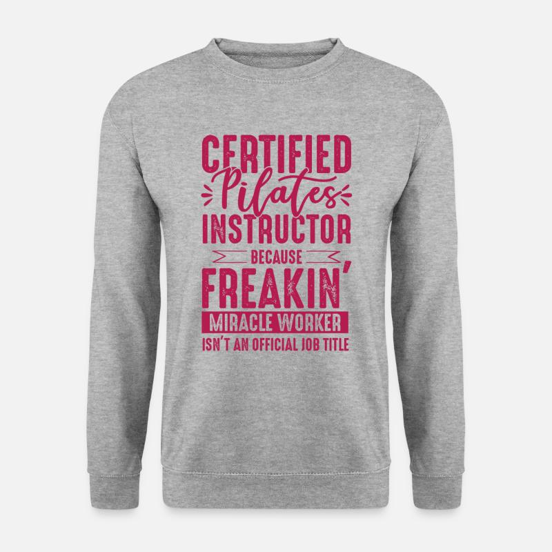 Lustiger Pilates Spruch - Unisex Pullover - Weißgrau meliert