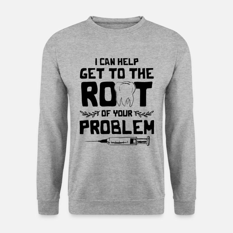 Zahnarzt Zahn witzig - Unisex Pullover - Weißgrau meliert
