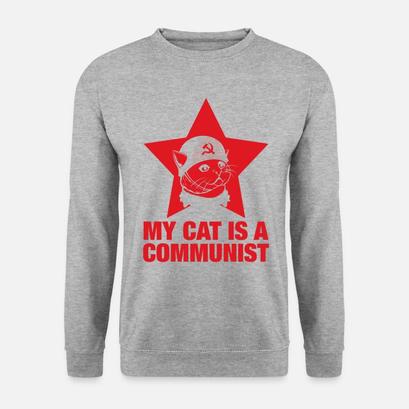 Meine Katze Ist Ein Kommunist - Unisex Pullover - Weißgrau meliert