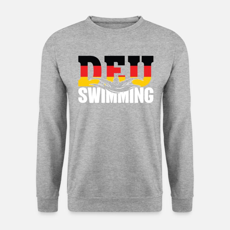 Schwimmen - DEU Deutsche Flagge & Schwimmer - - Unisex Pullover - Weißgrau meliert