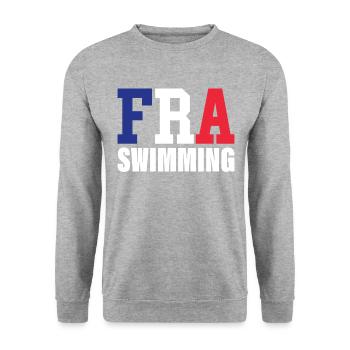 Swimming - FRA French Flag & Swimmers - - Unisex Sweatshirt - salt & pepper - Front - Alina (178cm) & Michal (187cm)
