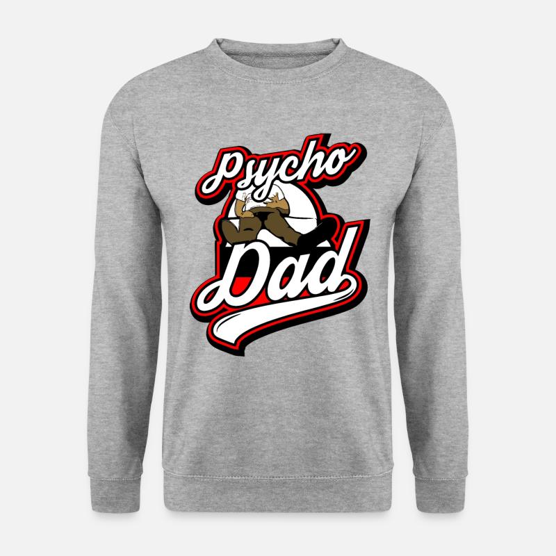 Psycho - Papa - Psycho - Dad - Unisex Pullover - Weißgrau meliert