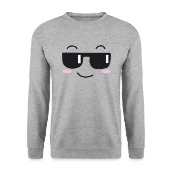 Sonnenbrille lachen Gesicht - Unisex Pullover - Weißgrau meliert - Vorne - Alina (178cm) & Michal (187cm)