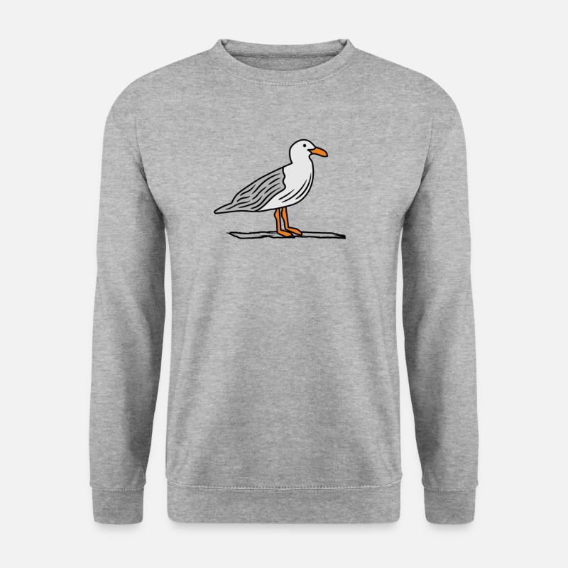 Möwe auf Stein - Unisex Pullover - Weißgrau meliert