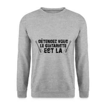 Détendez vous Le Guitariste est Là - Sweat-shirt Unisexe - gris chiné - Devant - Alina (178cm) & Michal (187cm)