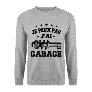 Je Peux Pas J'Ai Garage - Sweat-shirt Unisexe - gris chiné - Devant - Alina (178cm) & Michal (187cm)