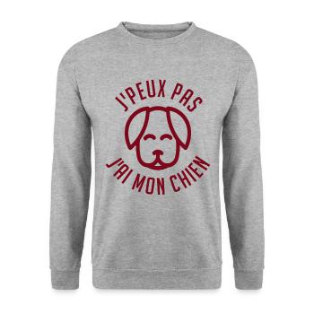 j'Peux pas j'ai mon chien - Sweat-shirt Unisexe - gris chiné - Devant - Alina (178cm) & Michal (187cm)