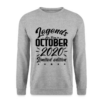 LEGENDS ARE BORN IN OCTOBER 2020 anniversary gift - Sweat-shirt Unisexe - gris chiné - Devant - Alina (178cm) & Michal (187cm)