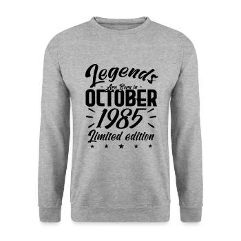 LEGENDS ARE BORN IN OCTOBER 1985 anniversary gift. - Unisex Sweatshirt - salt & pepper - Front - Alina (178cm) & Michal (187cm)