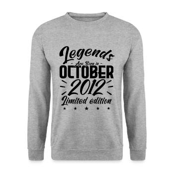 LEGENDS ARE BORN IN OCTOBER 2012 anniversary gift - Sweat-shirt Unisexe - gris chiné - Devant - Alina (178cm) & Michal (187cm)