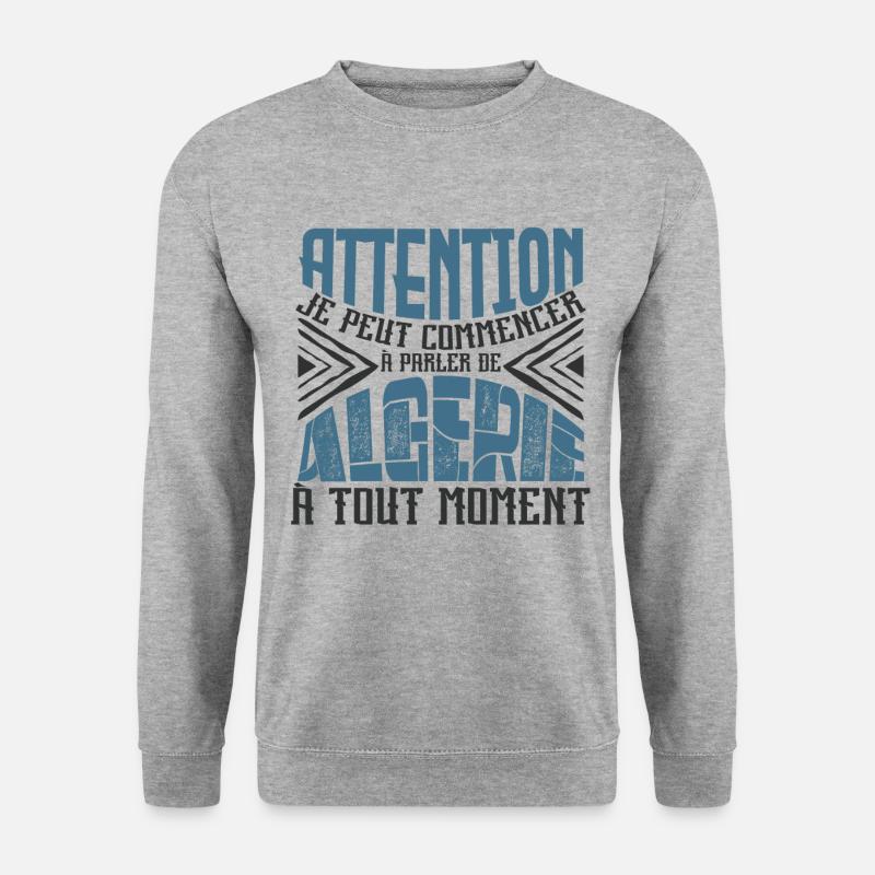 Warnung, Algerien jederzeit. - Unisex Pullover - Weißgrau meliert
