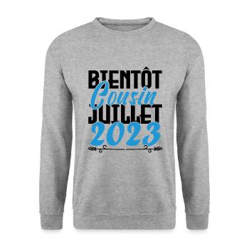 Annonce grossesse bientôt Cousin Juillet 2023. - Sweat-shirt Unisexe - gris chiné - Devant - Alina (178cm) & Michal (187cm)
