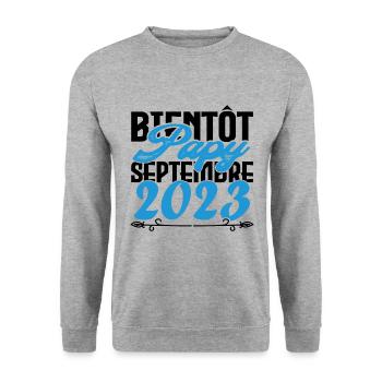 Annonce grossesse. bientôt Papy Septembre 2023. - Sweat-shirt Unisexe - gris chiné - Devant - Alina (178cm) & Michal (187cm)