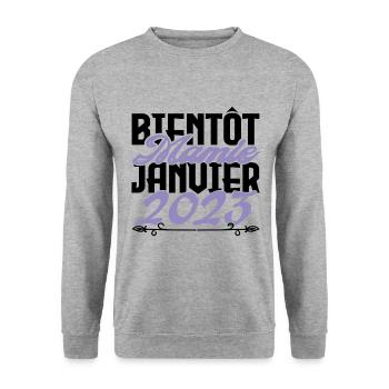 Annonce grossesse. bientôt Mamie Janvier 2023. - Sweat-shirt Unisexe - gris chiné - Devant - Alina (178cm) & Michal (187cm)