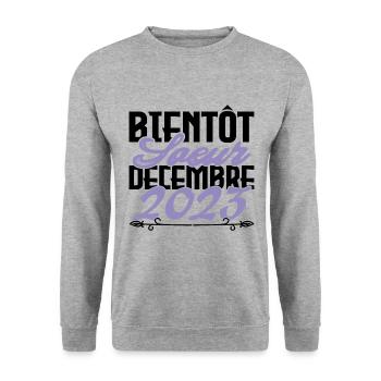 Annonce grossesse. bientôt Sœur Décembre 2023. - Sweat-shirt Unisexe - gris chiné - Devant - Alina (178cm) & Michal (187cm)