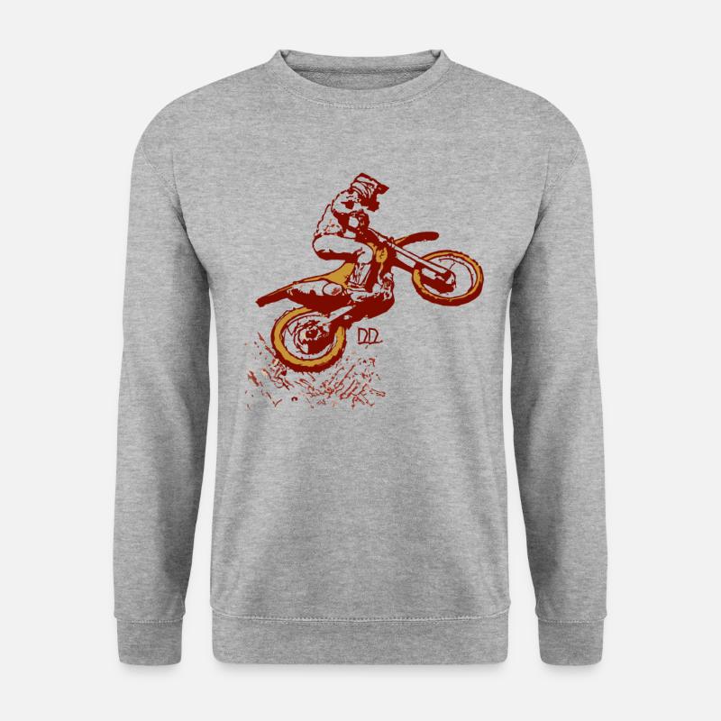 ein dreckiger Weitsprung beim Motocross - Unisex Pullover - Weißgrau meliert