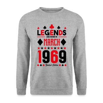 cadeau d'anniversaire Mars 1969. jeux de carte . - Sweat-shirt Unisexe - gris chiné - Devant - Alina (178cm) & Michal (187cm)