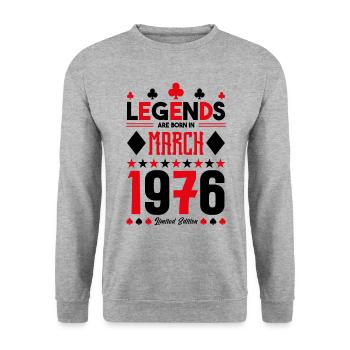 cadeau d'anniversaire Mars 1976. jeux de carte . - Sweat-shirt Unisexe - gris chiné - Devant - Alina (178cm) & Michal (187cm)