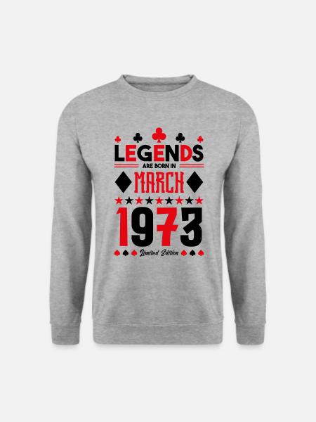 Geburtstagsgeschenk März 1973. Kartenspiele . - Unisex Pullover - Weißgrau meliert