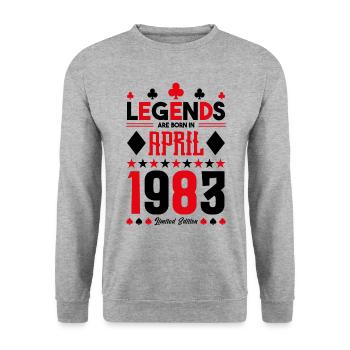 cadeau d'anniversaire avril 1983. jeux de carte. - Sweat-shirt Unisexe - gris chiné - Devant - Alina (178cm) & Michal (187cm)